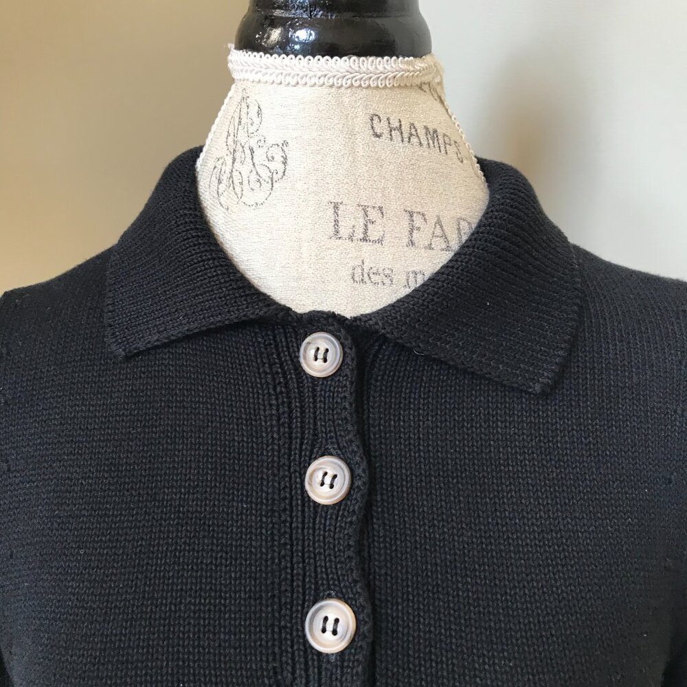 Label Black Knit V-Neck Polo Sweater - Picture 8 of 13